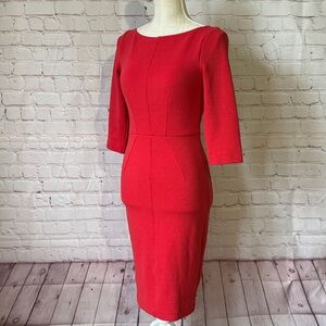 Boden Aurelia Ottoman Red Dress Princess Seams Fitted XS 2
